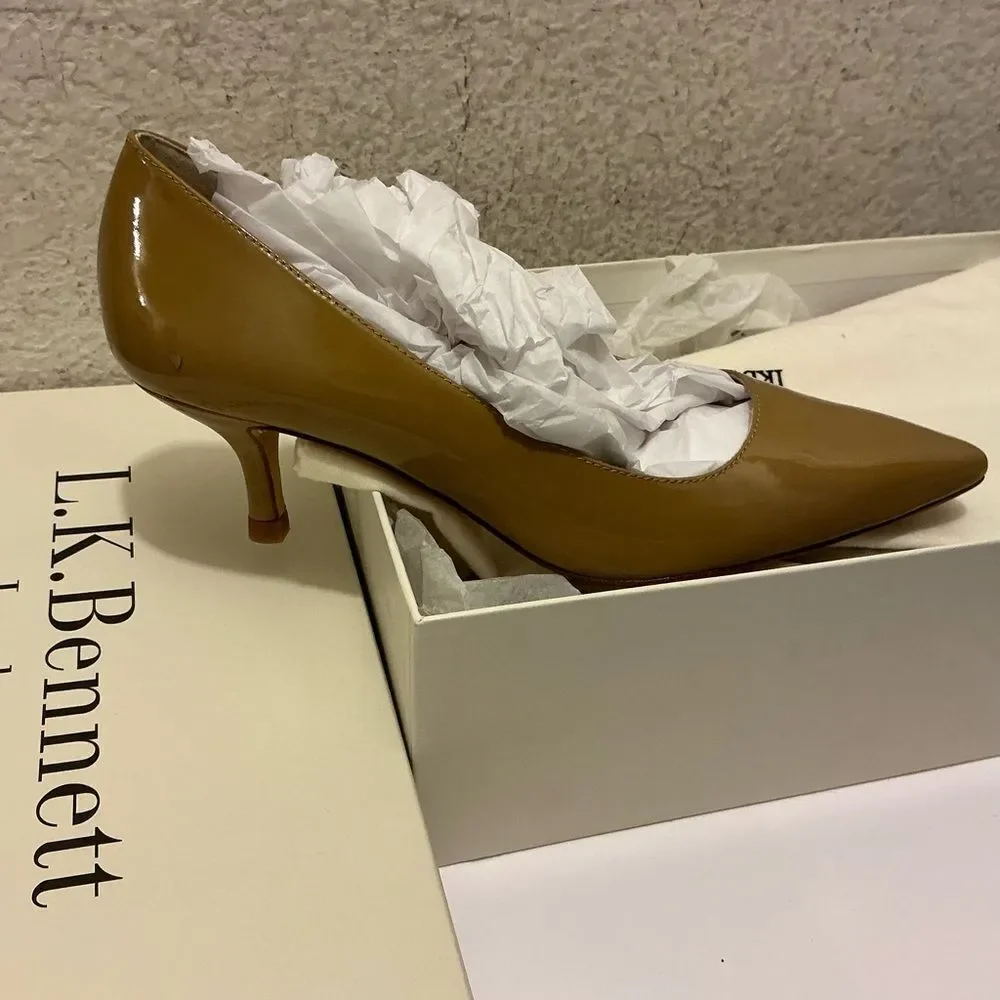 New with box LK Bennett Camel Patent Leather Heels